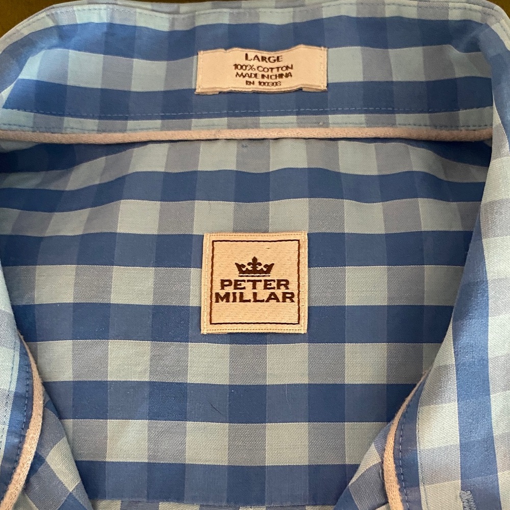 Peter Millar Blue Gingham Shirt - Picture 2 of 8